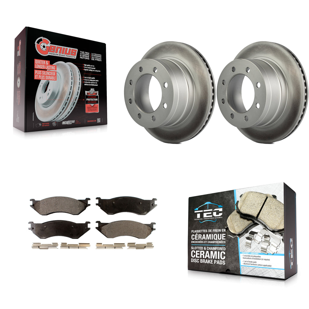 Rear Coated Disc Brake Rotors And Ceramic Pads Kit For Dodge Ram 2500 1500 3500