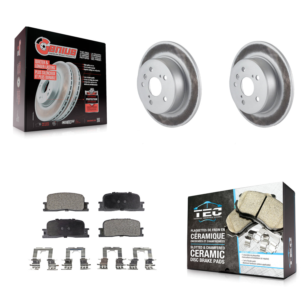 [Rear] 2001-2003 Toyota Highlander AWD Premium Coated Rotors & Ceramic Pads Brake Kit For Max Braking