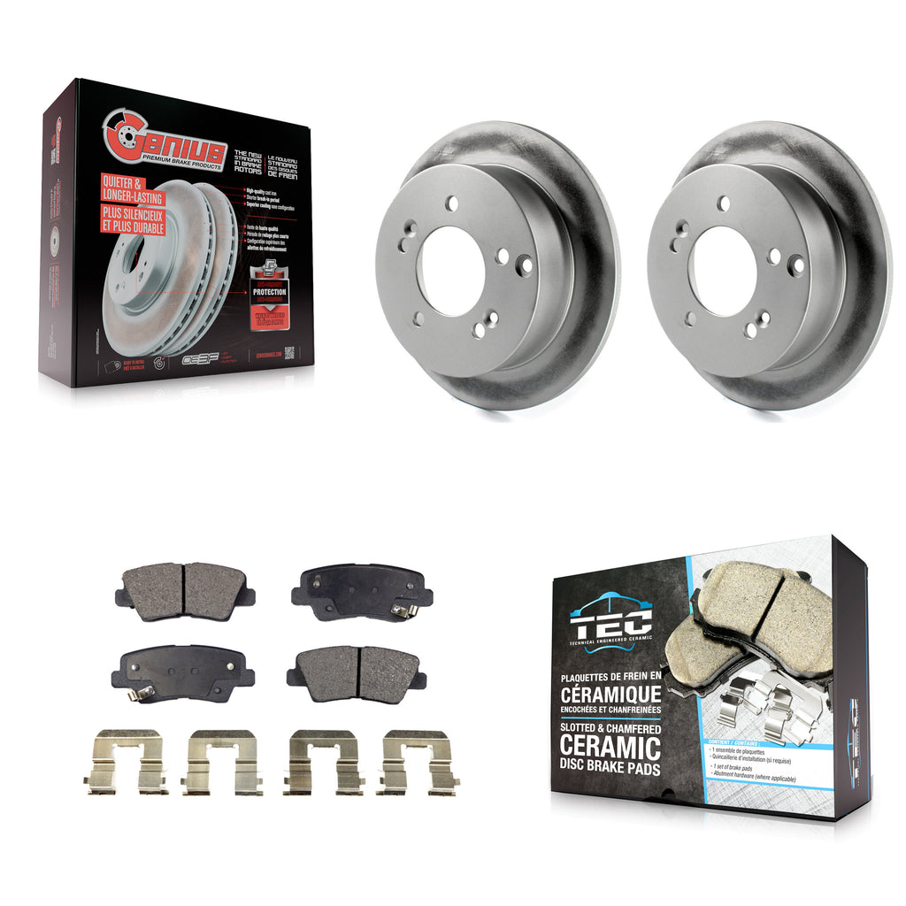 Rear Coated Disc Brake Rotors And Ceramic Pads Kit For Hyundai Sonata 2.4L