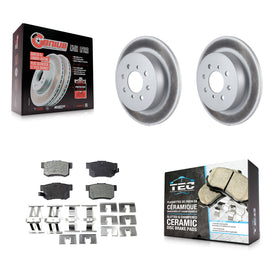 Rear Coated Disc Brake Rotors And Ceramic Pads Kit For Honda Civic Acura EL