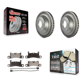 Rear Coated Brake Rotor & Ceramic Pad Kit For Porsche Cayenne Volkswagen Touareg