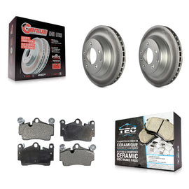 Rear Coated Brake Rotor & Ceramic Pad Kit For Audi Q7 Porsche Cayenne Volkswagen