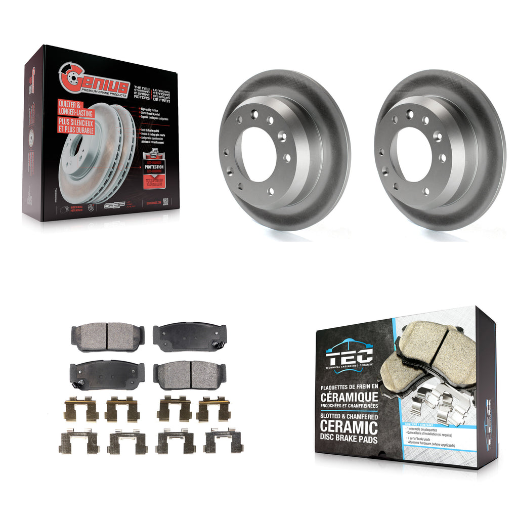 Rear Coated Disc Brake Rotors & Ceramic Pad Kit For Kia Sedona Hyundai Entourage