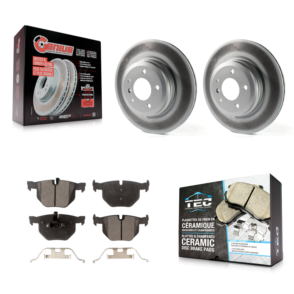 Rear Coated Brake Rotor & Ceramic Pad Kit For BMW 335i X1 xDrive 330i 335xi 335d