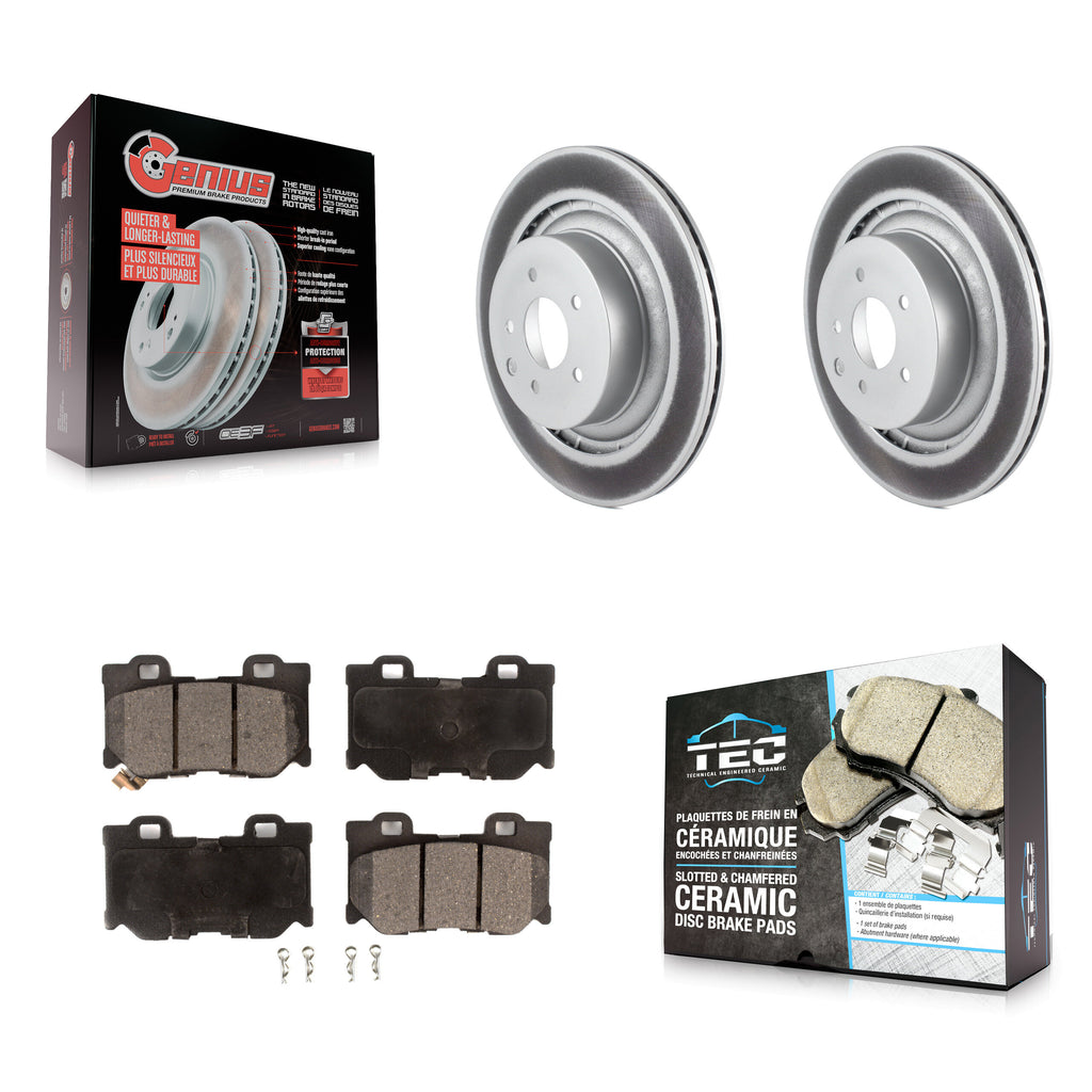 Rear Coated Disc Brake Rotors Ceramic Pad Kit For INFINITI G37 Nissan 370Z Q60 Z