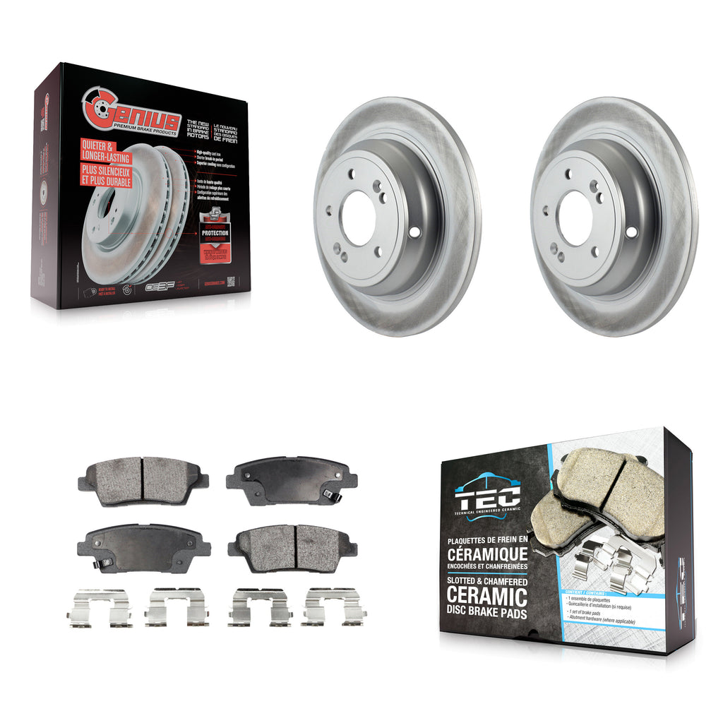 Rear Coated Disc Brake Rotors & Ceramic Pad Kit For Hyundai Genesis G80 Kia K900