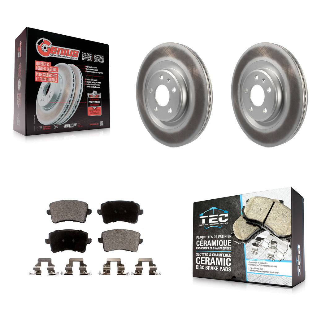 Rear Coated Disc Brake Rotors & Ceramic Pad Kit For Audi Q5 A5 SQ5 Quattro S5 A4