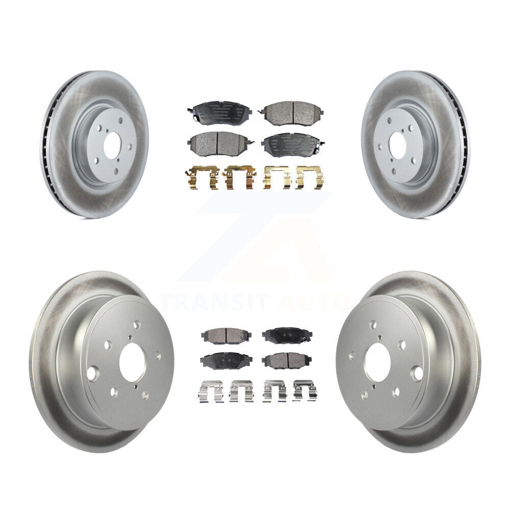 Front Rear Coated Disc Brake Rotors And Ceramic Pads Kit For Subaru WRX