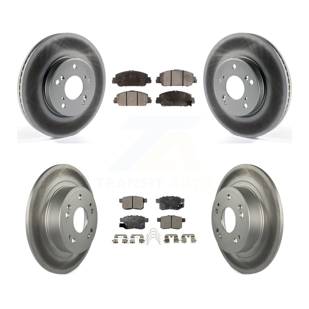 Front Rear Coated Disc Brake Rotors And Ceramic Pads Kit For Honda Accord