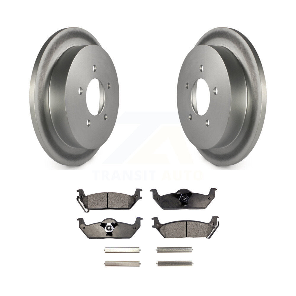 Rear Coated Disc Brake Rotors And Ceramic Pads Kit For Ford F-150