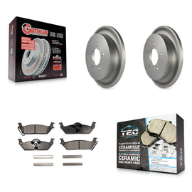 Rear Coated Disc Brake Rotors And Ceramic Pads Kit For Ford F-150