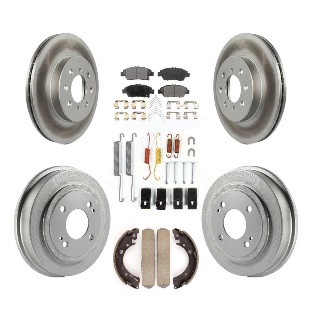 [Front+Rear] 2007-2008 Honda Fit Coated Rotor Drum Brake Kit & Ceramic Pads For Max Braking