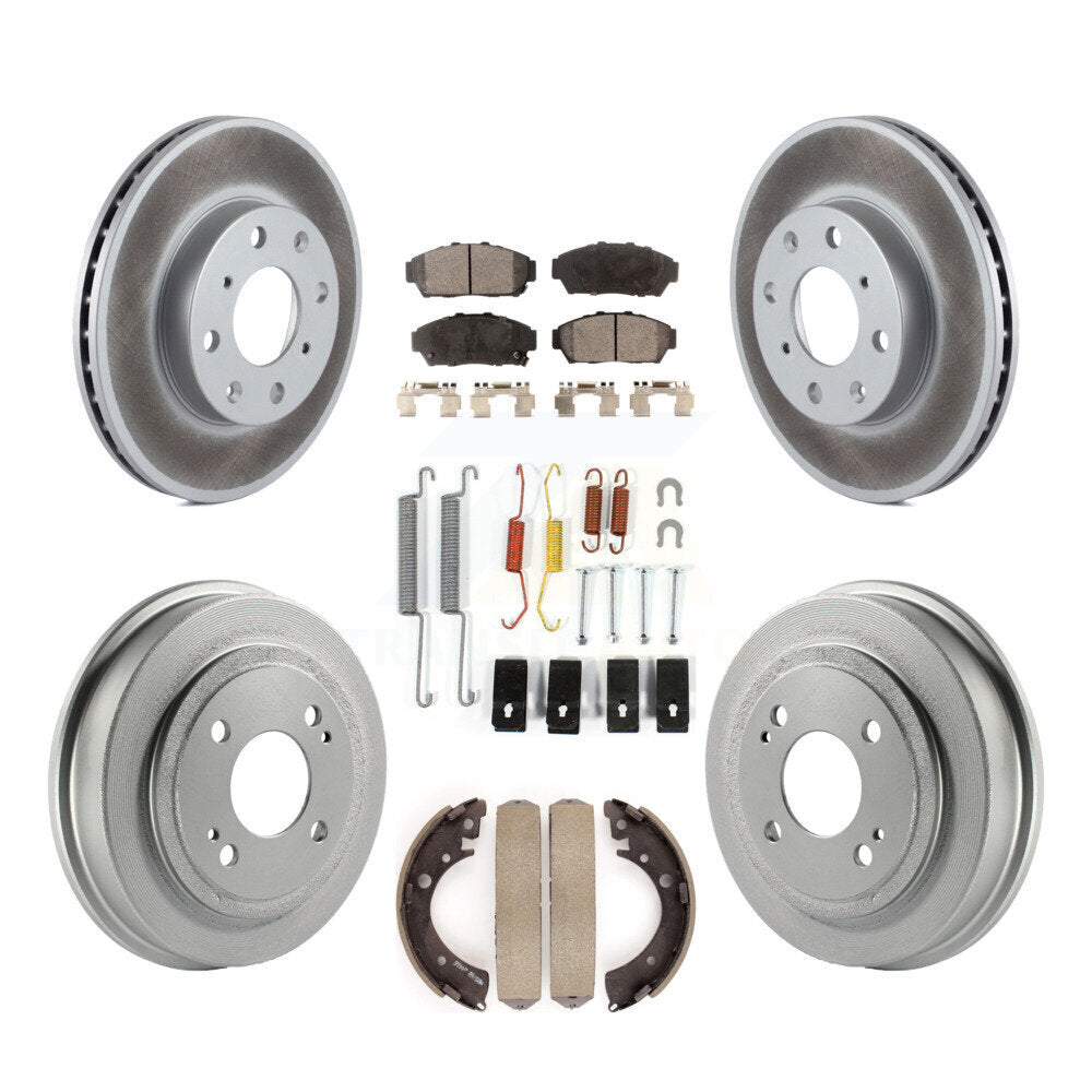 Front Rear Coated Disc Brake Rotors Ceramic Pad & Drum Kit (7Pc) For Honda Civic