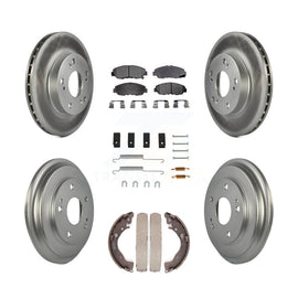 Front Rear Coated Disc Brake Rotors Ceramic Pad & Drum Kit (7Pc) For Honda Civic