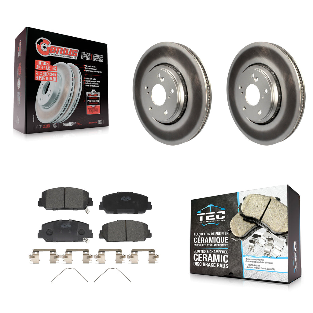 Front Coated Disc Brake Rotor & Ceramic Pad Kit For Honda Civic Accord Acura ILX
