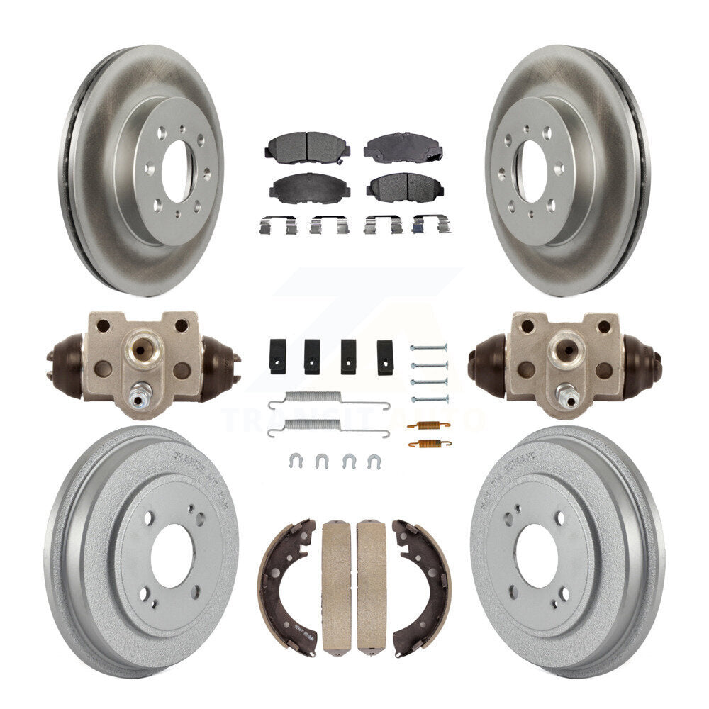 Front Rear Coated Disc Brake Rotors Ceramic Pad & Drum Kit (9Pc) For Honda Civic