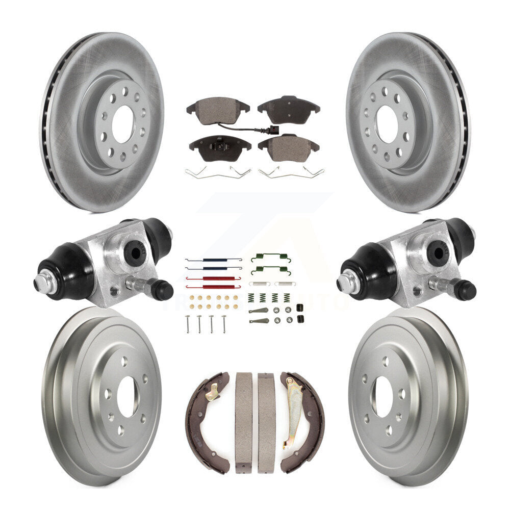 Front Rear Coat Disc Brake Rotor Ceramic Pad Drum Kit (9Pc) For Volkswagen Jetta