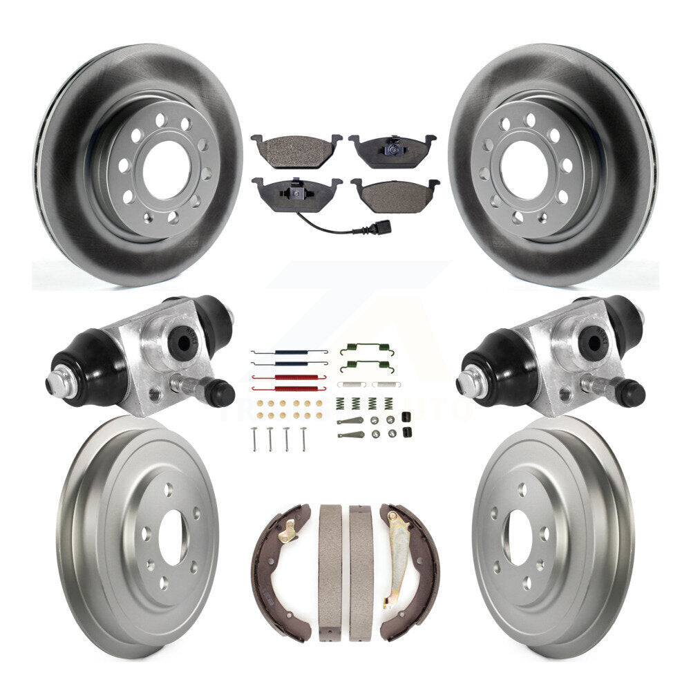 Front Rear Coat Disc Brake Rotor Ceramic Pad Drum Kit (9Pc) For Volkswagen Jetta