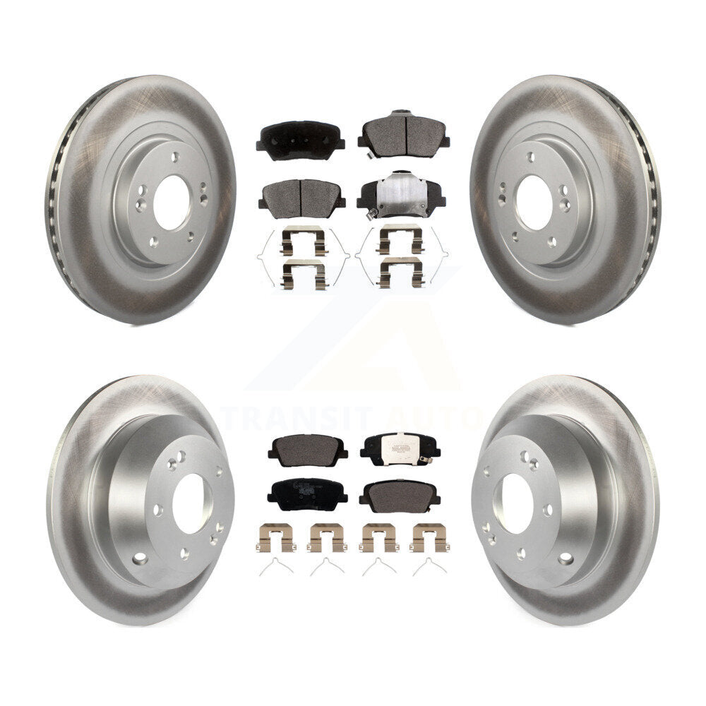 Front Rear Coated Brake Rotor & Ceramic Pad Kit For Kia Sorento Hyundai Santa Fe