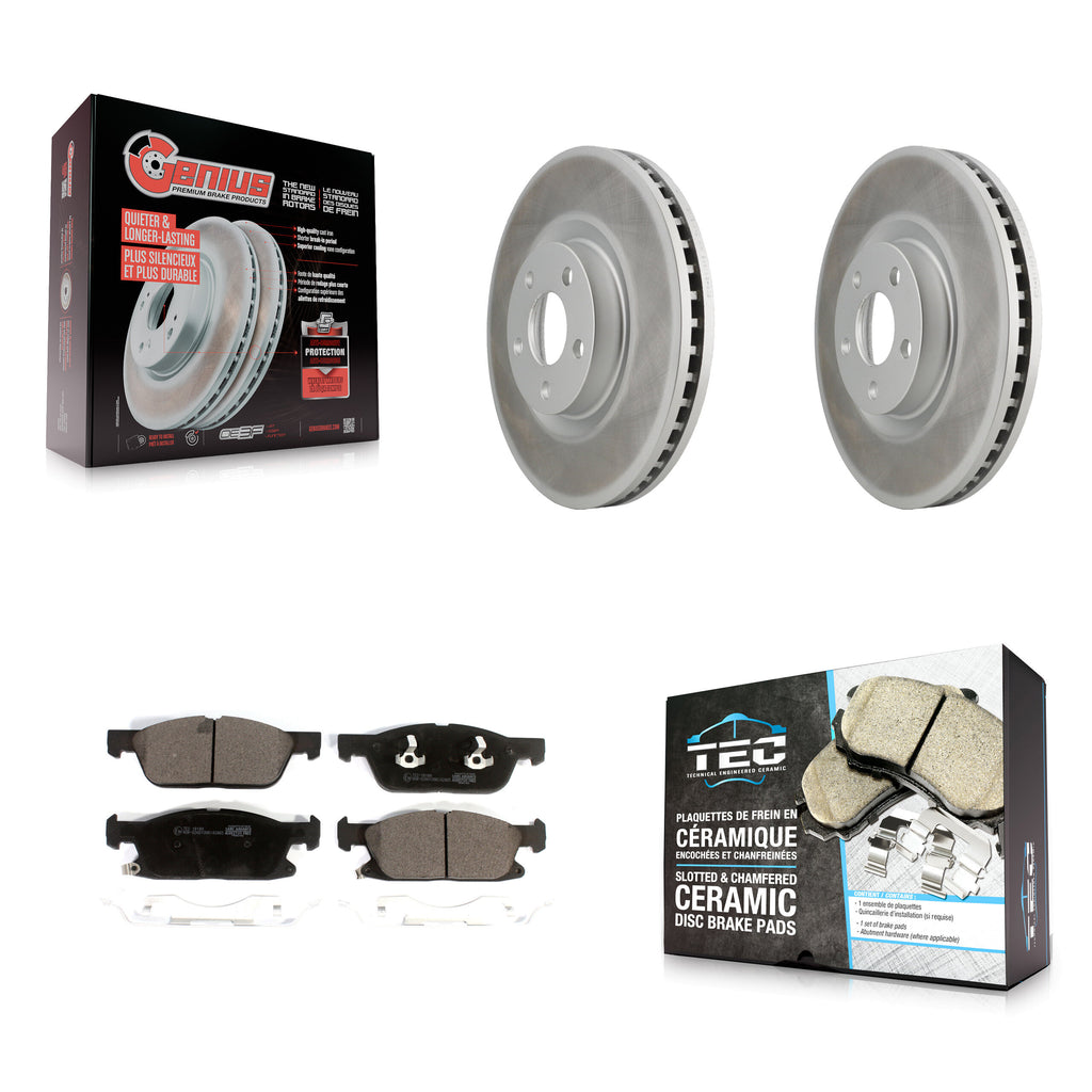 Front Coated Disc Brake Rotors And Ceramic Pads Kit For Lincoln Continental