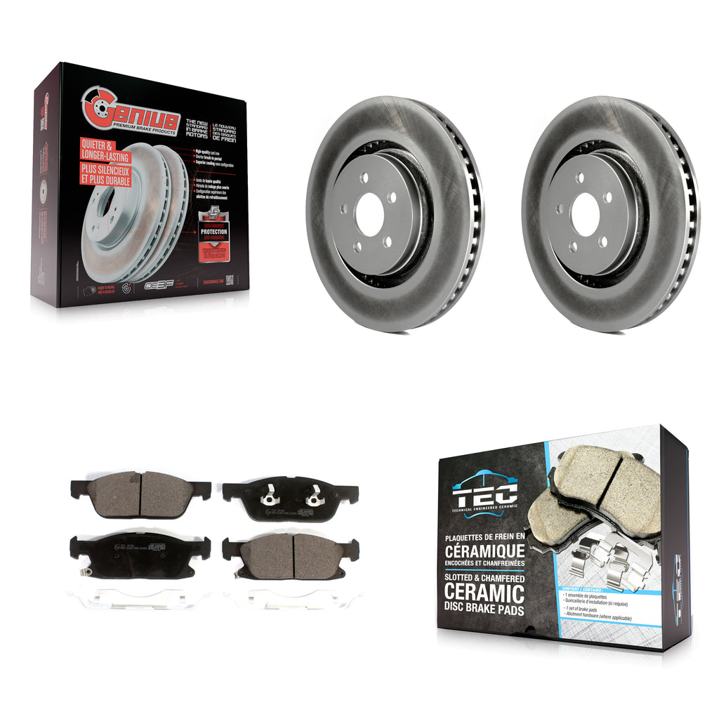 Front Coated Brake Rotor Ceramic Pad Kit For Ford Fusion Lincoln MKZ Continental