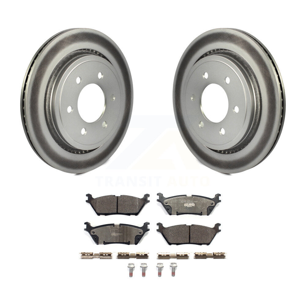 Rear Coat Brake Rotor Ceramic Pad Kit For Ford F-150 With Electric Parking