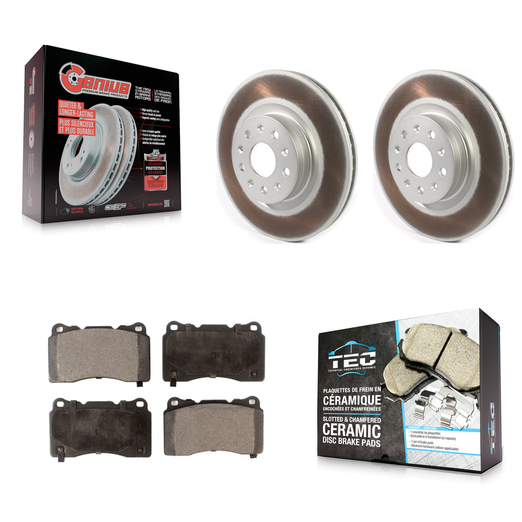Front Coated Brake Rotor & Ceramic Pad Kit For Cadillac CTS CT6 Chevrolet Camaro