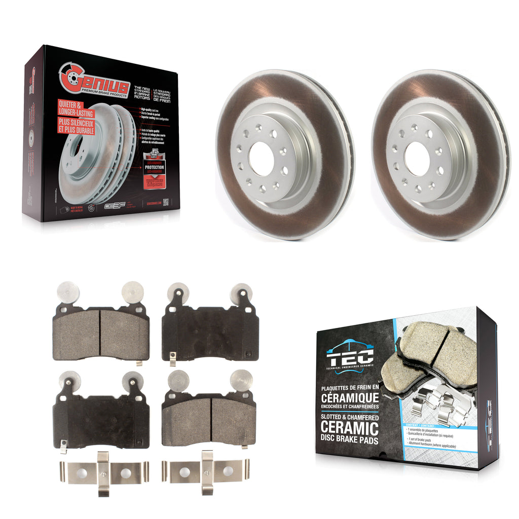 Front Coated Brake Rotor & Ceramic Pad Kit For Cadillac CTS Chevrolet Camaro CT6