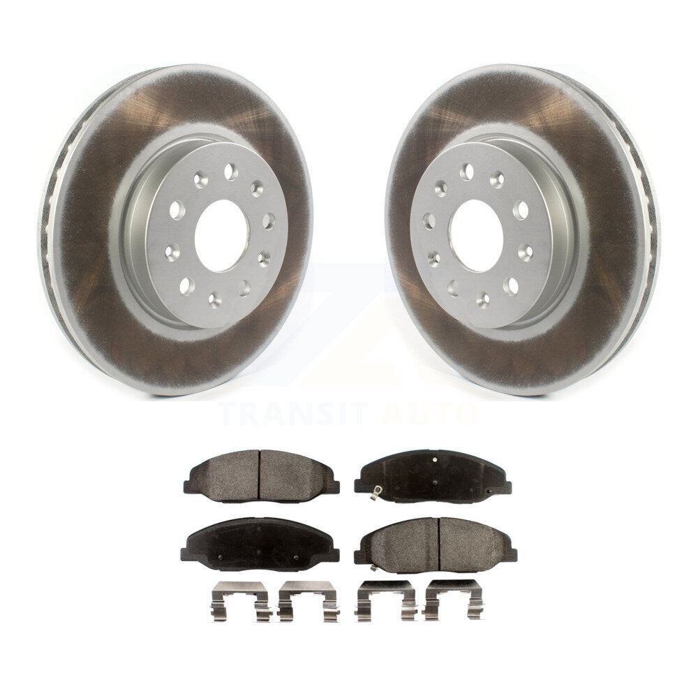 Front Coated Disc Brake Rotors And Ceramic Pads Kit For Cadillac CTS