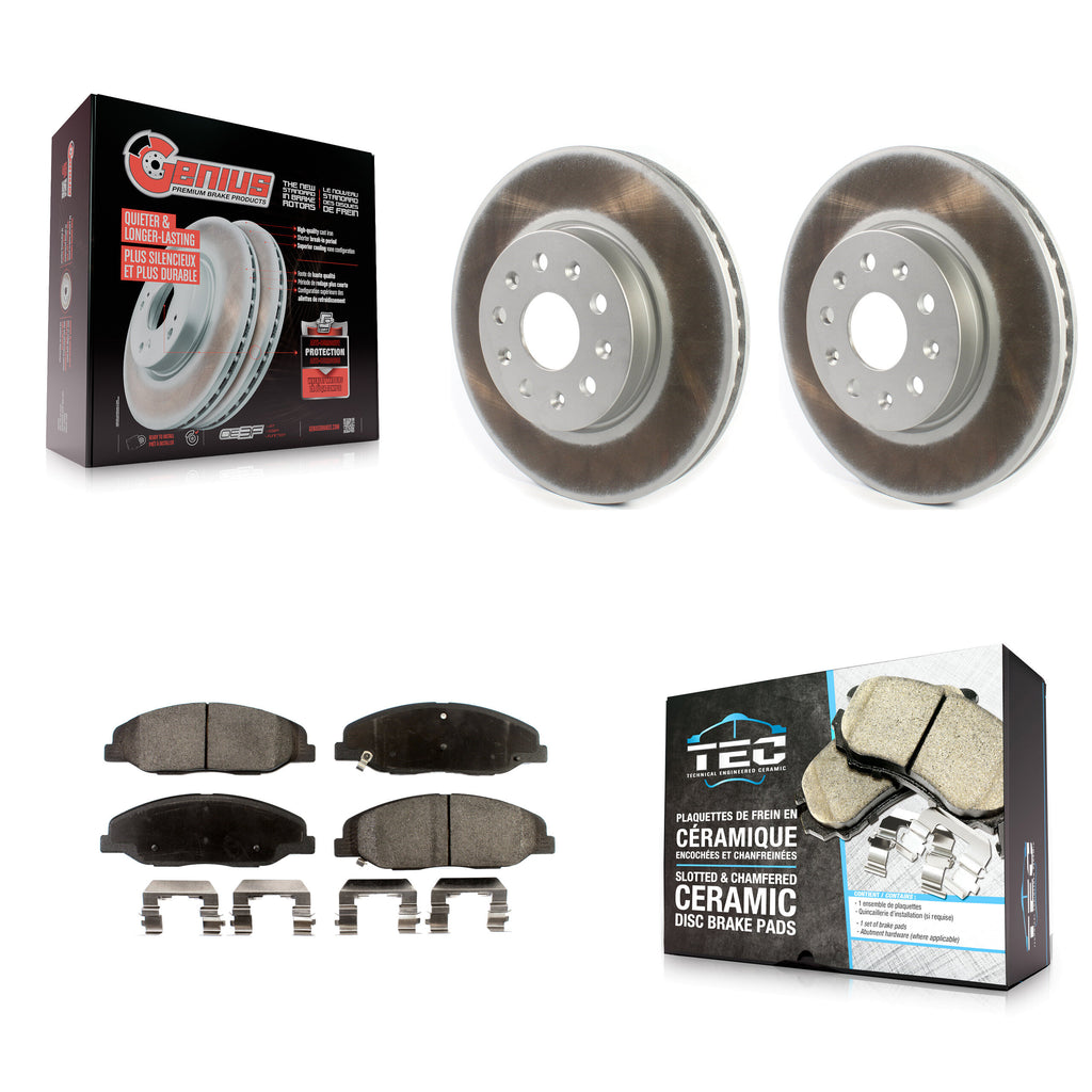 Front Coated Disc Brake Rotors And Ceramic Pads Kit For Cadillac CTS
