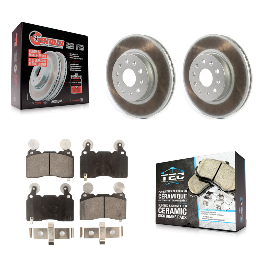 Front Coated Disc Brake Rotors Ceramic Pad Kit For Cadillac CTS Chevrolet Camaro