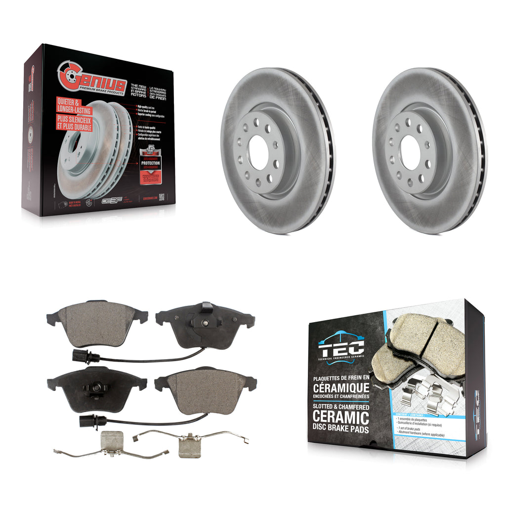 Front Coated Disc Brake Rotors And Ceramic Pads Kit For Volkswagen CC Passat