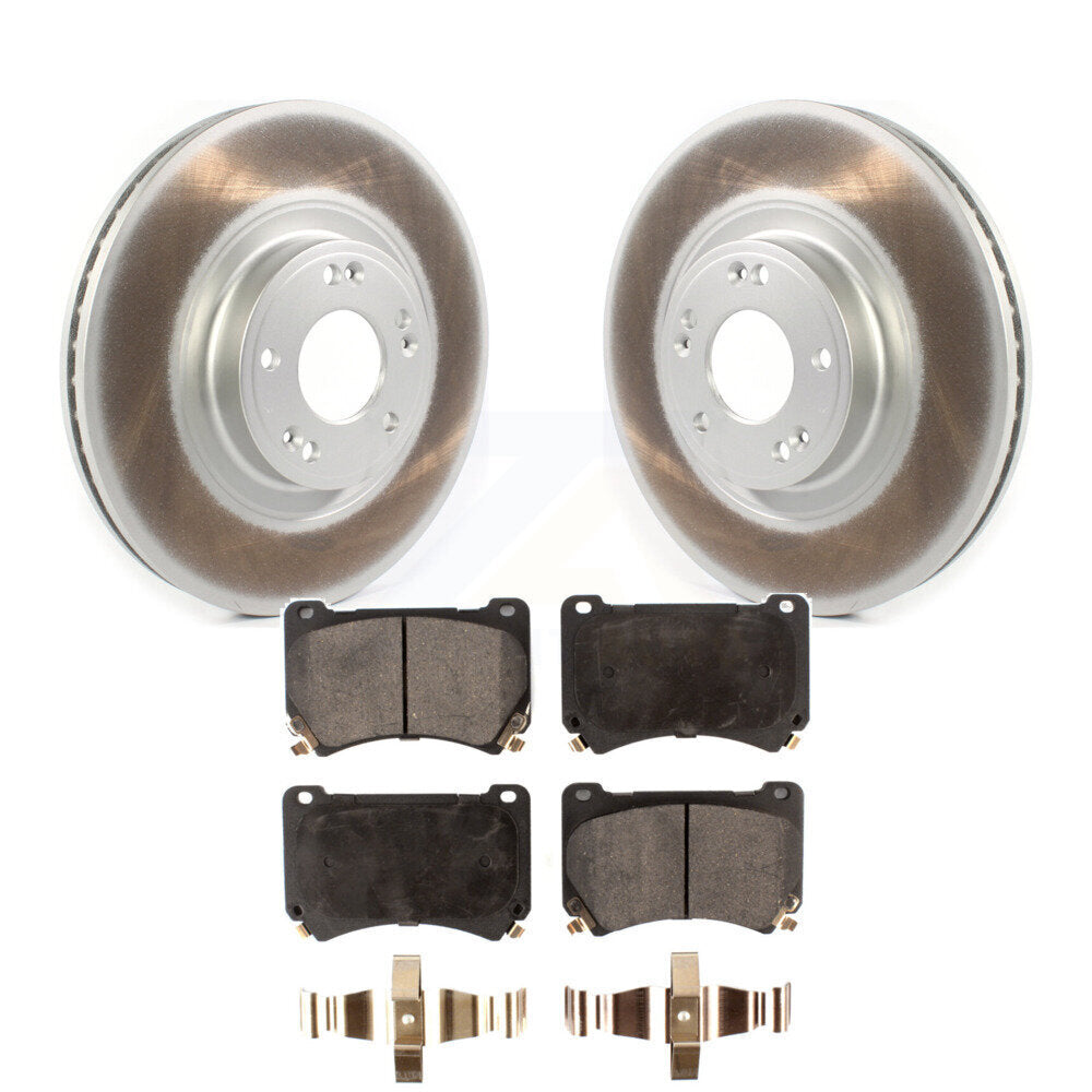 Front Coated Disc Brake Rotors And Ceramic Pads Kit For Hyundai Genesis