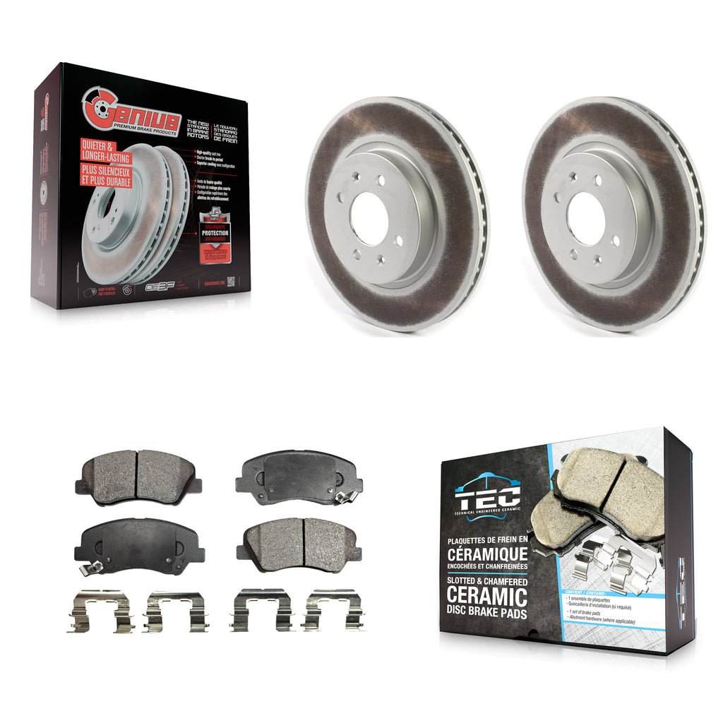 Front Coated Disc Brake Rotors And Ceramic Pads Kit For Kia Rio