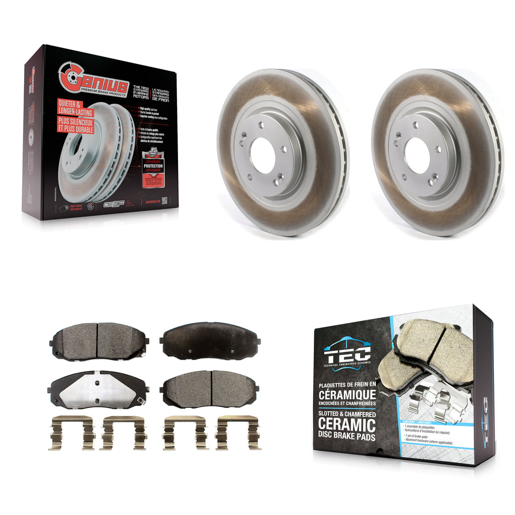 [Front] 2015-2020 Kia Sedona Premium Coated Rotors & Ceramic Pads Brake Kit For Max Braking