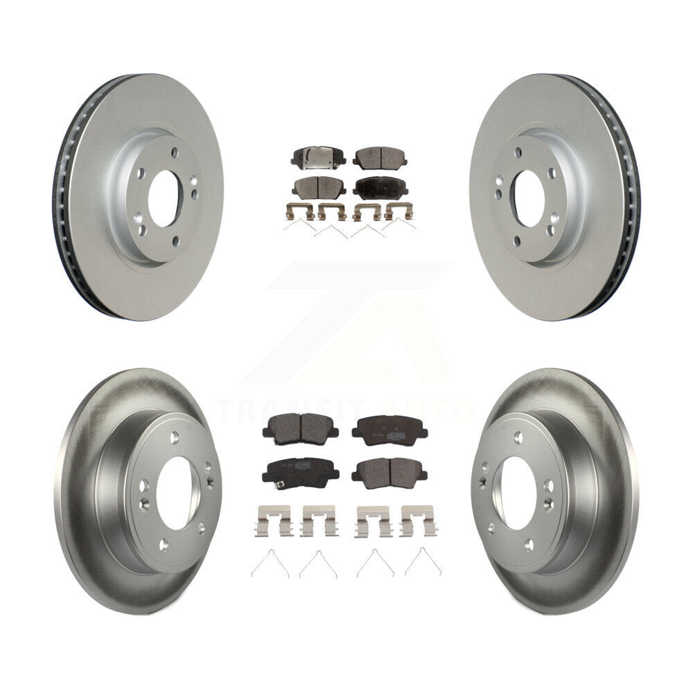 Front Rear Coated Disc Brake Rotors And Ceramic Pads Kit For Hyundai Veloster