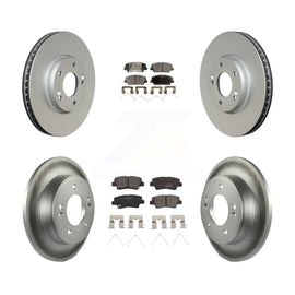Front Rear Coated Disc Brake Rotors And Ceramic Pads Kit For Hyundai Veloster
