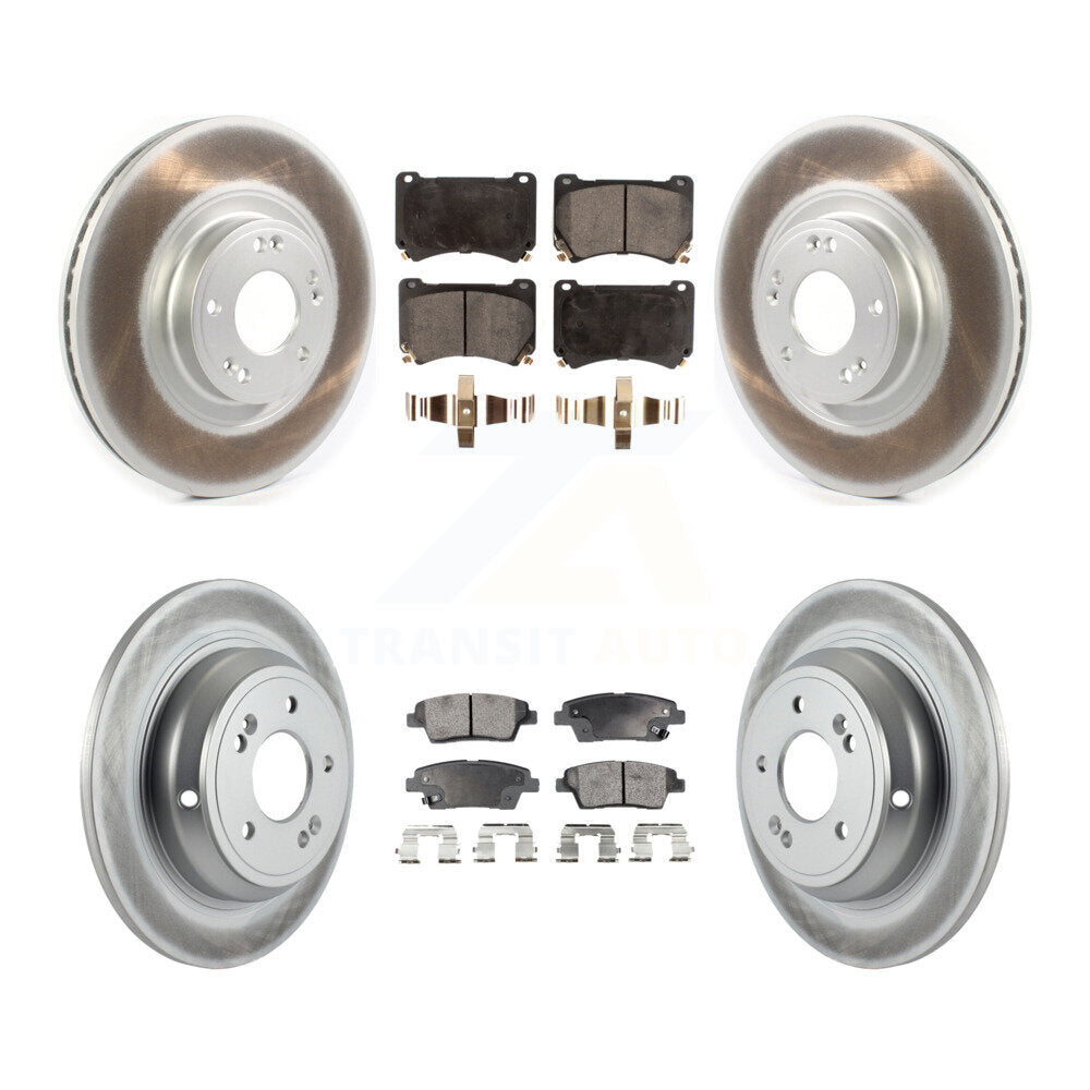 Front Rear Coated Disc Brake Rotors And Ceramic Pads Kit For Hyundai Genesis