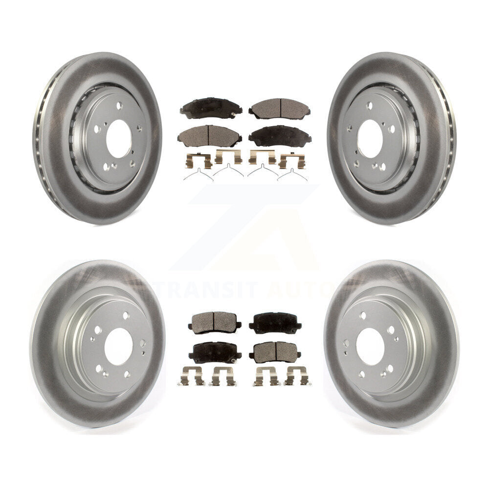 Front Rear Coated Disc Brake Rotors And Ceramic Pads Kit For Acura MDX