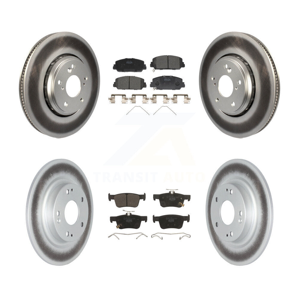 Front Rear Coated Disc Brake Rotors And Ceramic Pads Kit For Honda Civic