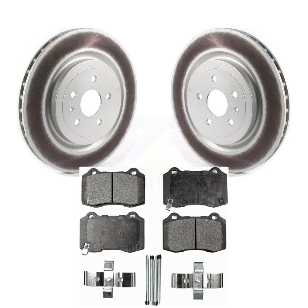 Rear Coated Disc Brake Rotor & Ceramic Pad Kit For Chevrolet Camaro Cadillac CTS