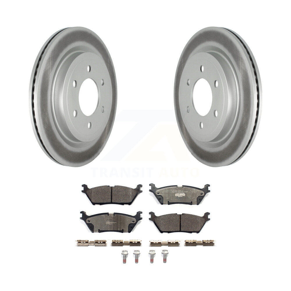 Rear Coated Disc Brake Rotor & Ceramic Pad Kit For Ford F-150 Expedition Lincoln