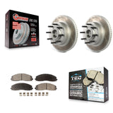 Front Coat Disc Brake Rotors Hub Ceramic Pad Kit For Ford F-250 Super Duty F-350