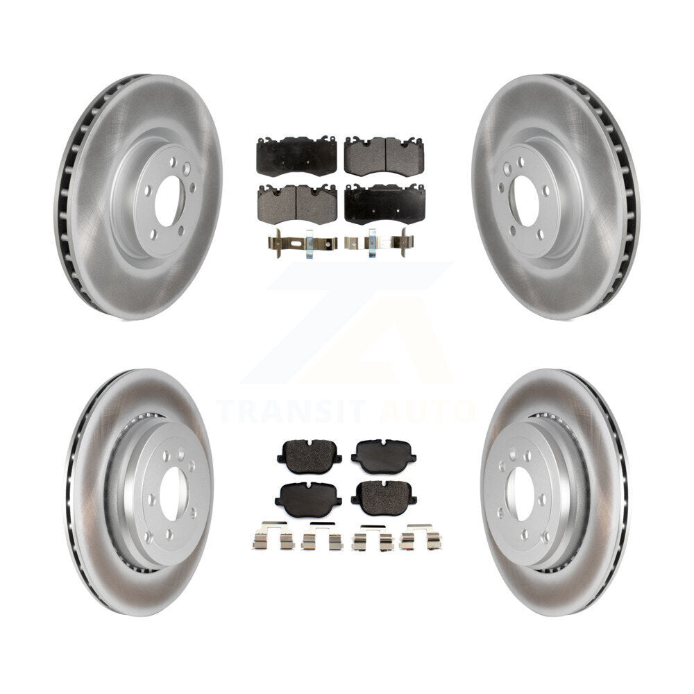 Front Rear Coated Disc Brake Rotors & Ceramic Pad Kit For Land Rover Range Sport