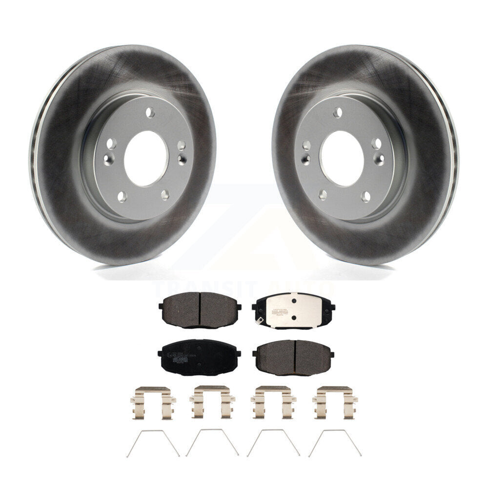 Front Coated Brake Rotor Ceramic Pad Kit For Kia Soul Hyundai Kona Forte Elantra