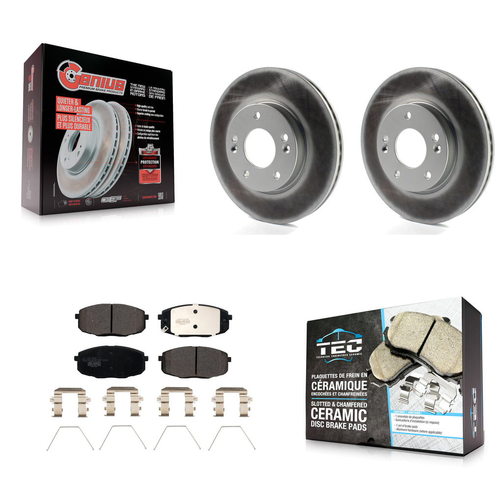 Front Coated Brake Rotor Ceramic Pad Kit For Kia Soul Hyundai Kona Forte Elantra