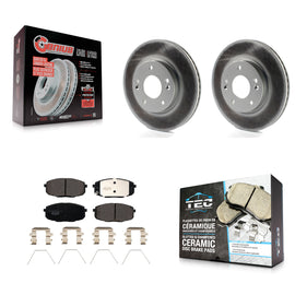 Front Coated Brake Rotor Ceramic Pad Kit For Kia Soul Hyundai Kona Forte Elantra