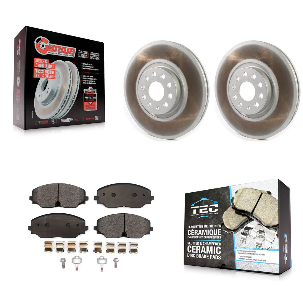 Front Coated Disc Brake Rotor & Ceramic Pad Kit For Volkswagen Atlas Cross Sport