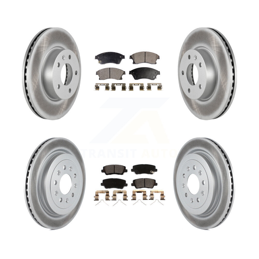 Front Rear Coated Disc Brake Rotors & Ceramic Pad Kit For 2018 Cadillac ATS Base