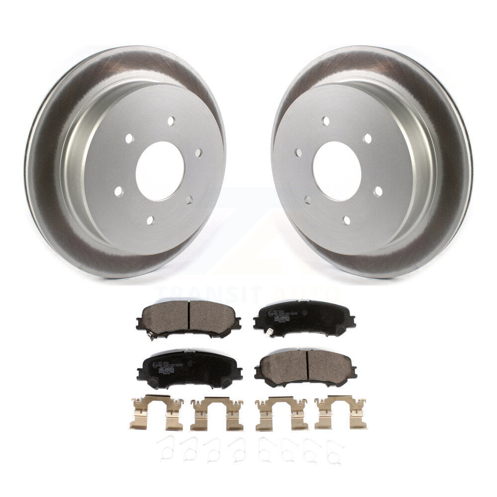 Rear Coated Disc Brake Rotors And Ceramic Pads Kit For 2017-2022 Nissan TITAN